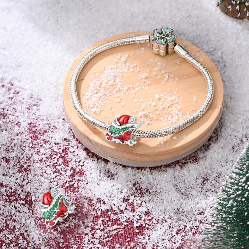 Charms Original Copper Plated Santa Claus Gift Beads Fit Bracelet Diy Fine Gift Women Delicate Jewelry Accessory
