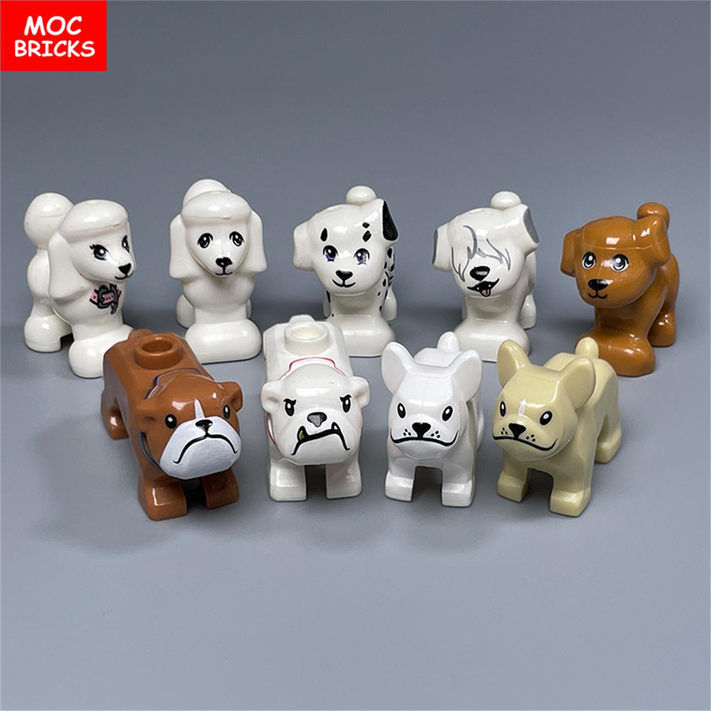 

Нетоксичні Moc цеглинки Серія Маленькі Собаки Французький Бульдог Хаскі Пудель Будка Зібрані Будівельні Блоки Дитячі Іграшки Пластикова Лялька