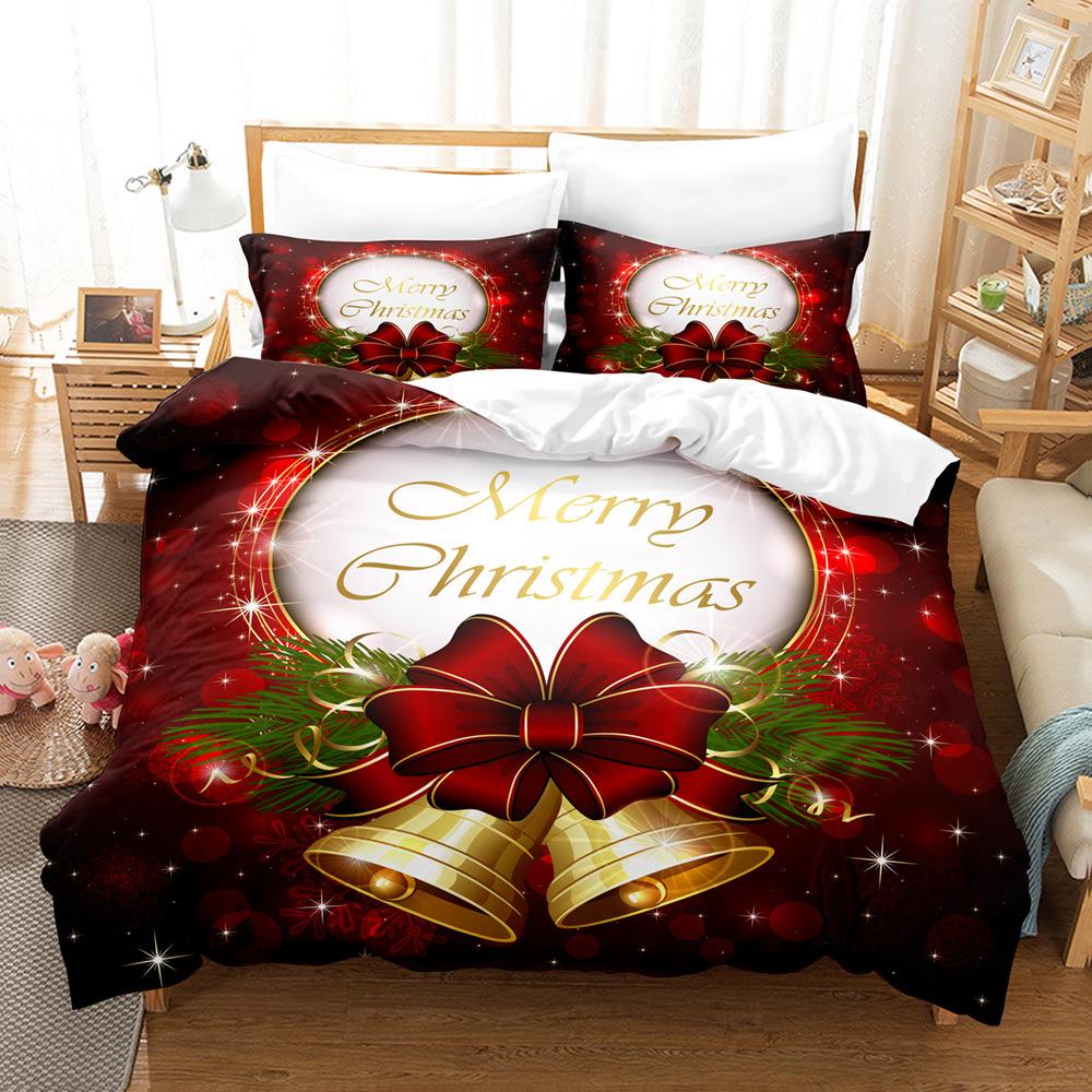 Christmas 3D Digital Printing Three-Piece Set, Christmas Letter Making Bedding Kit