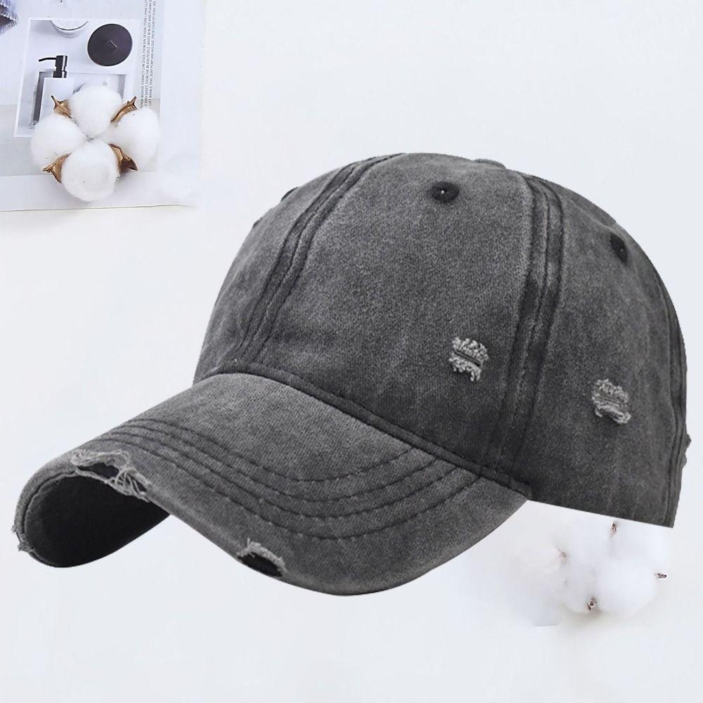 Adjustable Peaked Cap Broken Hole Sunscreen Hats Fashion Baseball Hats  Man Women Outdoor Sports