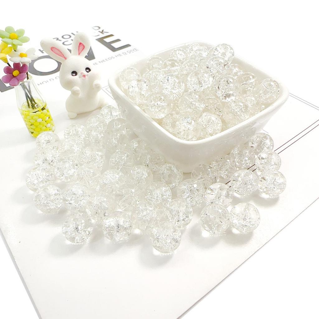 10mm Crackle Glass Round Beads, Loose Spacer Beads DIY Accessories for Bracelet Making 50pcs