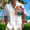 Summer Parrot Printed Top Men's Hawaii Beach Shirt Outdoor Party Men's Breathable Short Sleeve Street Socialwear