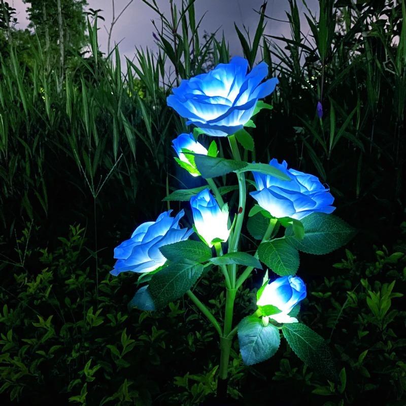 5 Heads Solar Lights Outdoor Decorative Solar Garden Lights Rose Flower Lawn Lamp for Yard Patio Garden Decor 800mah