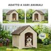 Raised Dog Kennel with Sloped Roof and Air Vents, PP, 102x94x103 cm, Beige and Dark Brown