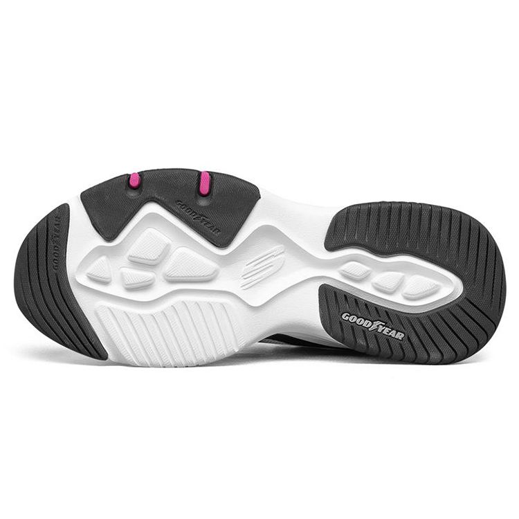 Skechers DLites 4.0 Mesh Pelle Sintetica Sport Comfort Scarpe Lifestyle Basse Sneakers Donna Bianco Nero Rosa 896024-WBK