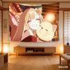 Kawaii Anime Girl  Cat Tapestry Cozy Lofi Aesthetic Print Polyester Wall Hanging for Bedroom Cute Anime Pet and Warm Night Sc