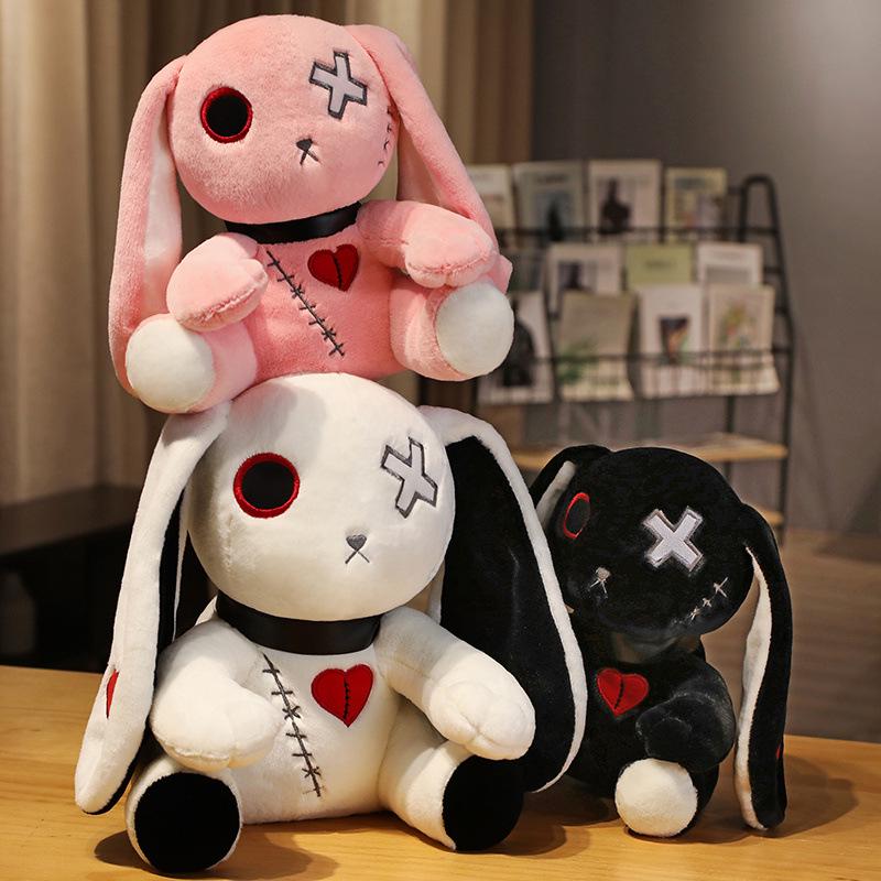 Dark Cartoon Style Reborn Rabbit Plush Pillow - Halloween/Birthday Gift Toy