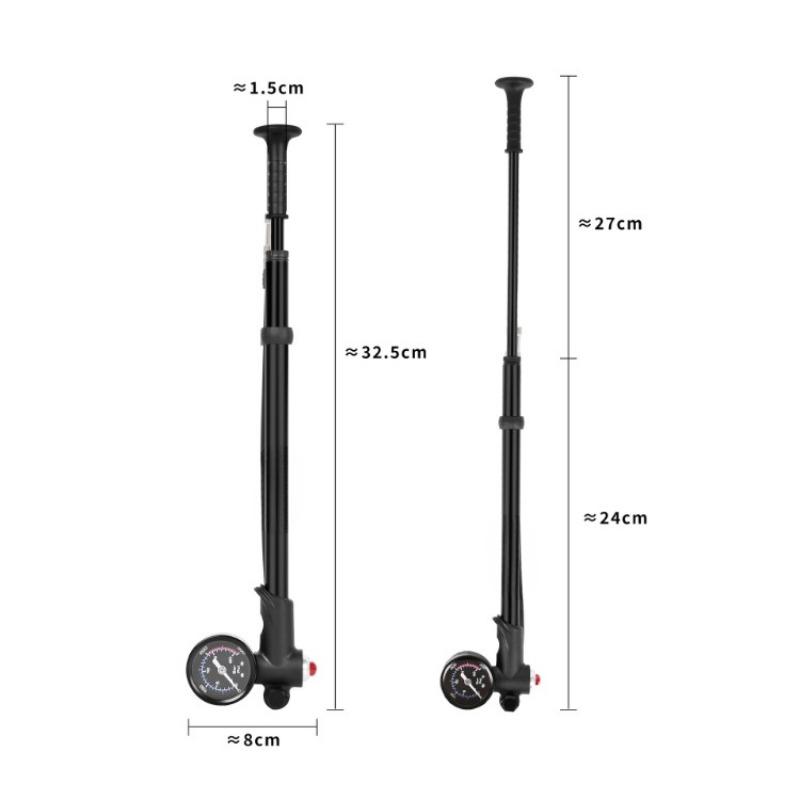 Light Pressure Cylinder Aluminum Alloy Front Fork Pump Rear Shocked Absorber Road Bicycle Inflatable 300PSI Bike Accessories