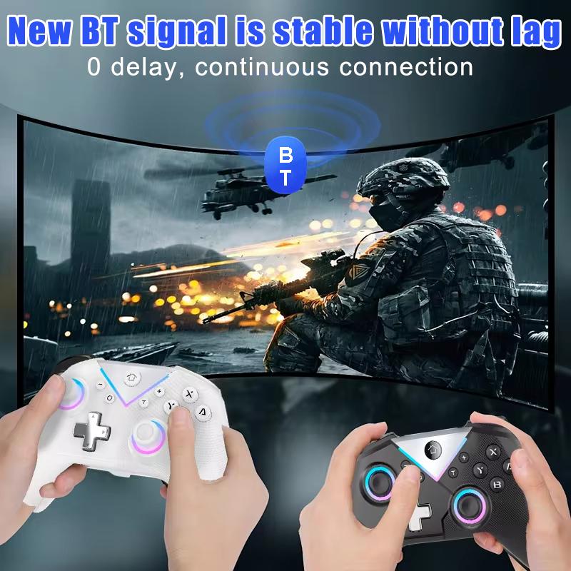 Wireless PC Gaming Controller, with Rgb Led Light Compatible for Nintendo Switch/Mobile Phone/Android Gamepad Joystick