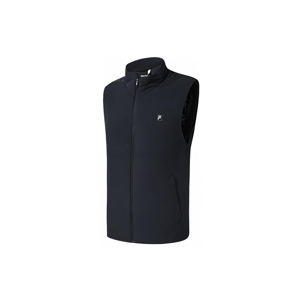 Fila Solid Color Zip Stand Collar Sports Vest Men Vests Deep-Black A11M315902F-BK