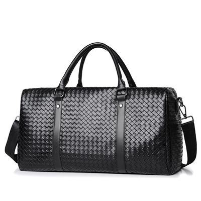 New Large Capacity Travel Bag for Men, Casual Short Distance Handbag, Plaid Woven Fitness Bag, Single Shoulder Crossbody Bag
