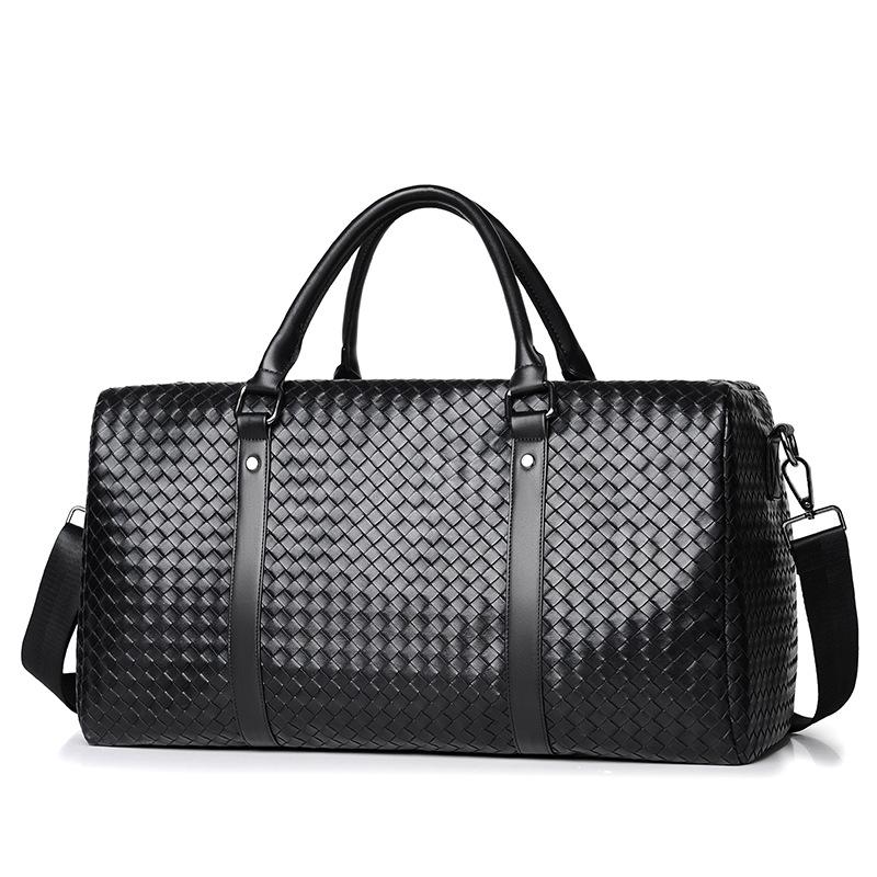 Nuova Borsa da Viaggio di Grande Capacità per Uomo, Borsa a Mano Casual per Brevi Distanze, Borsa Fitness Intrecciata a Quadri, Borsa a Spalla Singola a Tracolla
