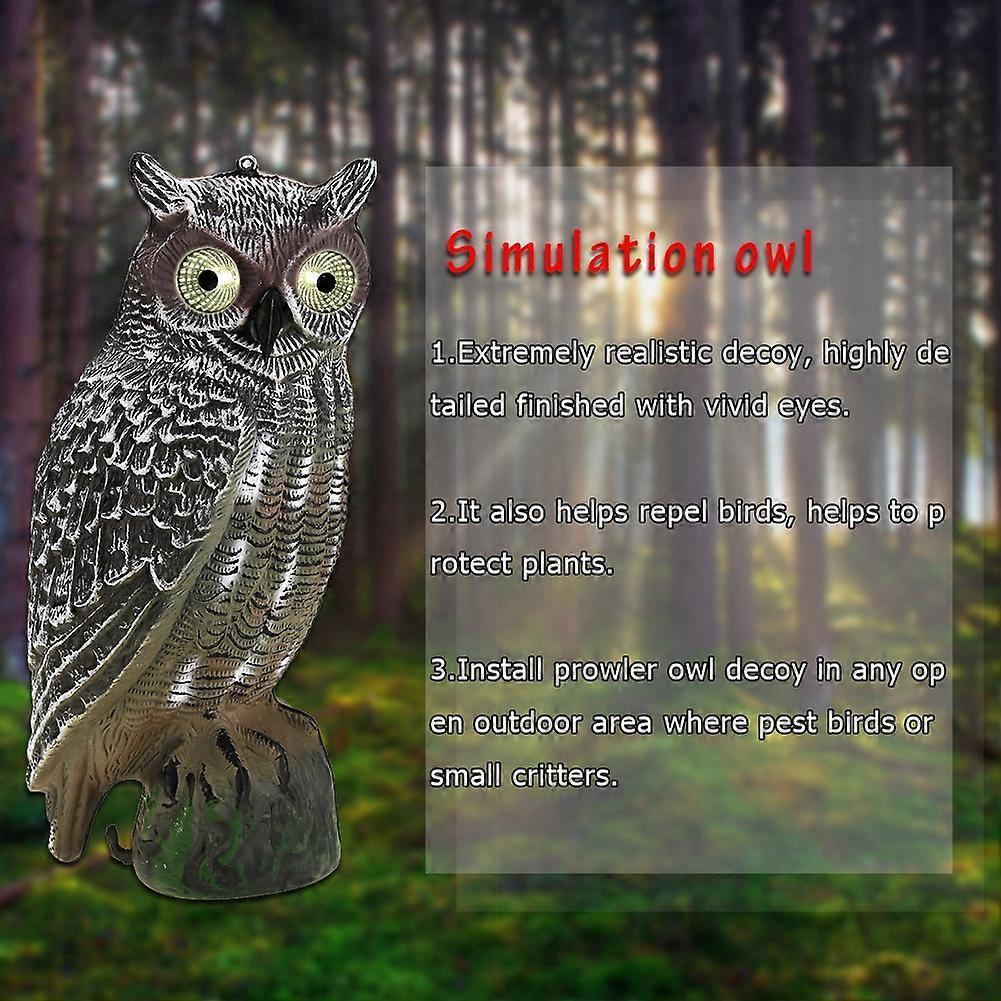 Solar Powered Owl Hunting Decoy Bird Scarer Deterrent Pest Control Garden Decor Eye Glow
