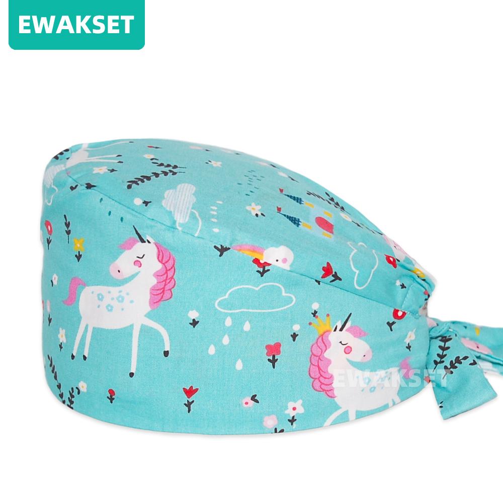 Dámská pánská scrub čepice s potiskem Nemocniční ošetřovatelská čepice Zubní lékař Kosmetický salon Kuchařské čepice 100% Bavlna Zdravotní péče lékařské čepice Potítko