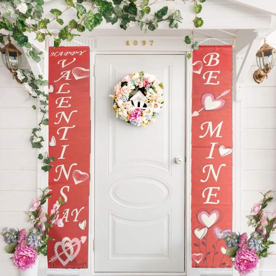 

1 Pair Valentine s Day Couplet Welcome Signs Eye-catching Hanging Porch Sign for