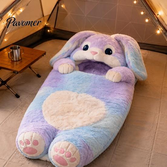 Bunny Slumber Bag Plush Rabbit Envelope Sleeping for Kids, Winter Washable Sleep Sack Bag, Fuzzy Toddlers Boys Girls Kids