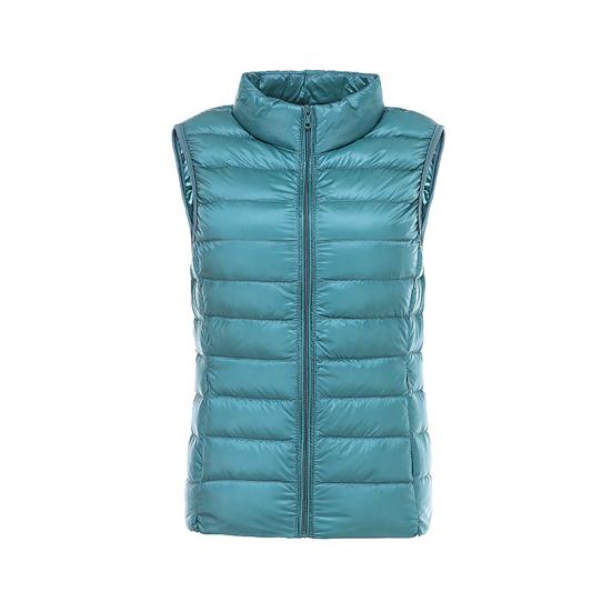 Women Down Vest Fluffy Filling Solid Color Stand Collar Sleeveless Waistcoat for Daily Wear