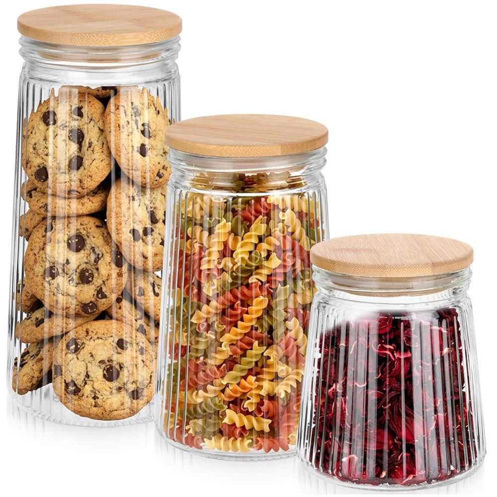 Glass containers for loose products with lid and seal 1.4 l / 1 l / 700 ml 3 pcs.