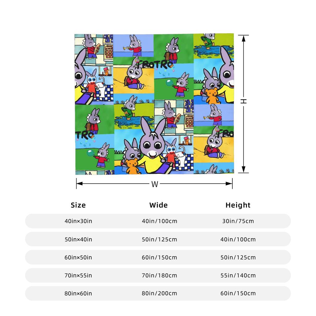 Trotro Cartoon Animation Blankets Cute Flannel Vintage Soft Throw Blankets for Home Winter