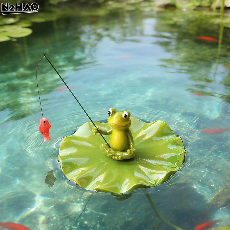 Frog Statue Outdoor Frog Statue Garden Koi Pond Resin DecorationFrog Decor For Yard Fishing Statue Patio, Lawn Garden Decorative