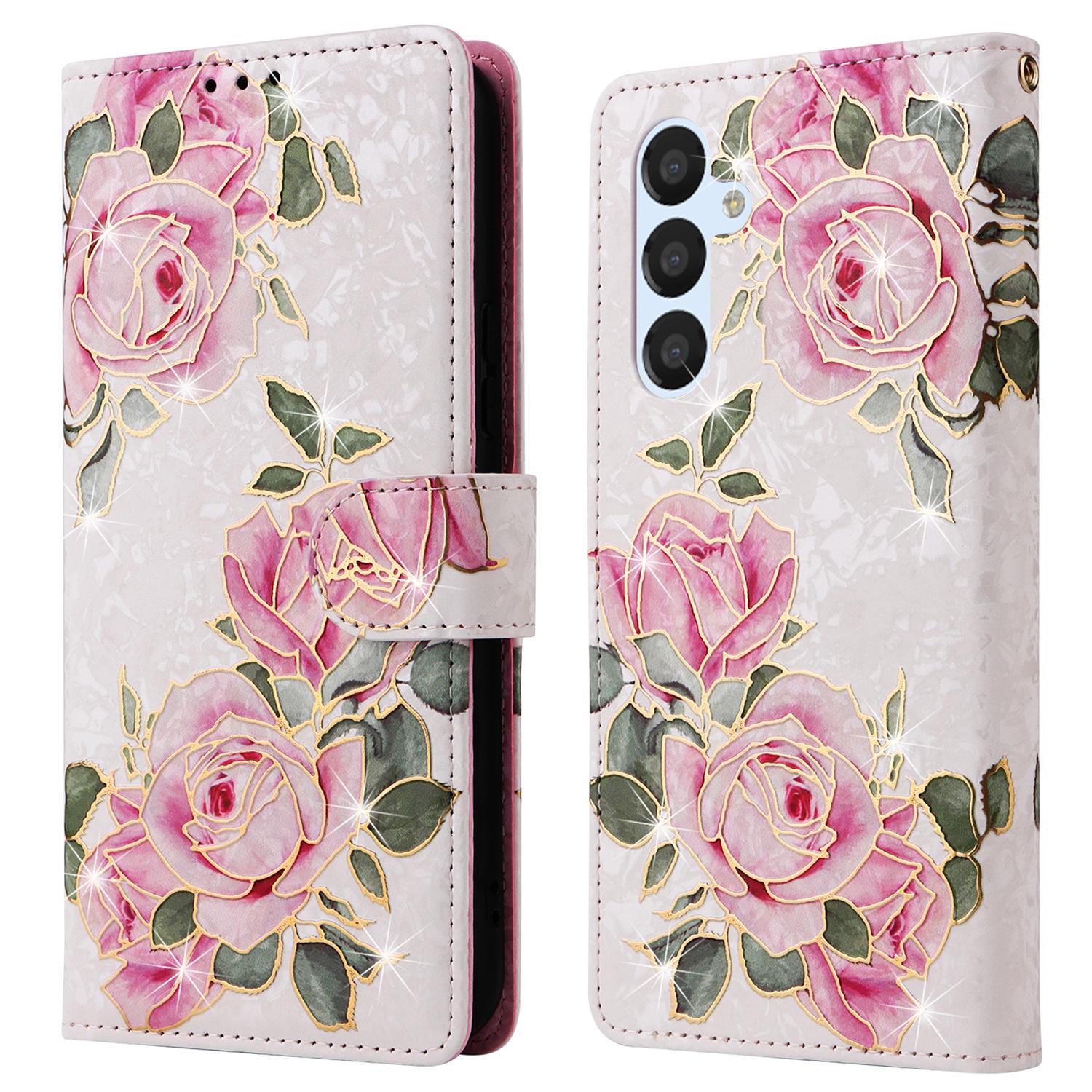 

For Samsung Galaxy A54 5G Case RFID Blocking Magnetic Phone Cover with Lacquered Design Flower