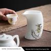 Mutton Fat Jade Horseshoe Gongdao Tea Set Accessories: Kung Fu Tea Cup and Distributor