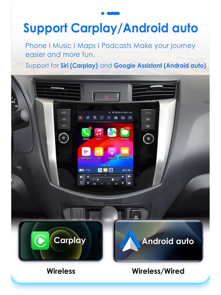 9.7" Android Vertical Screen Car Navigation with Backup Camera for 16-22 Nissan Navara