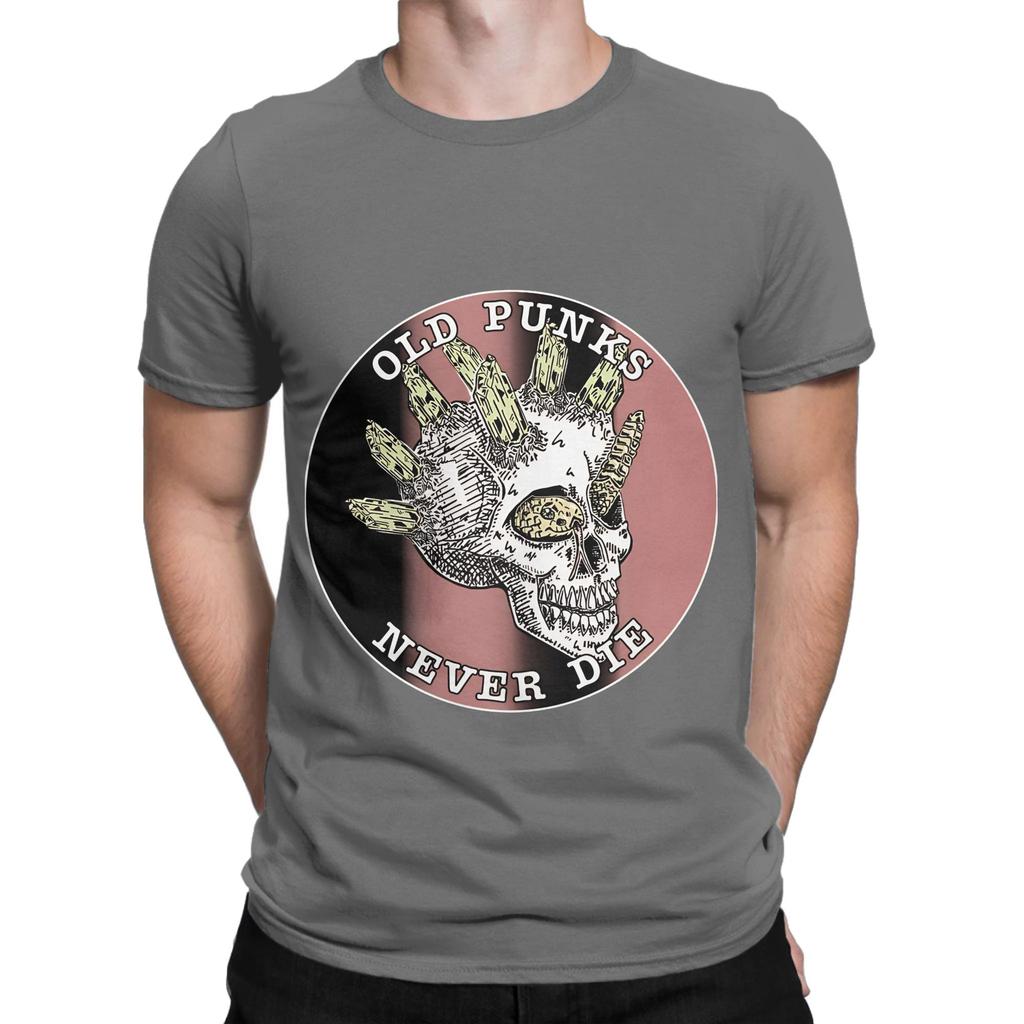 Old Punks Never Die Skull Funny 100 Cotton TShirt Old Punks Never Die Tops Tees For Unisex