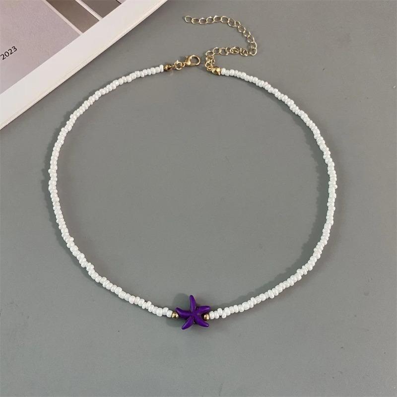 Shell Starfish Woman Short Necklace Summer Bohemian Holiday Gift Handmade Choker White Seed Beads Neck Jewelry Holiday Gifts