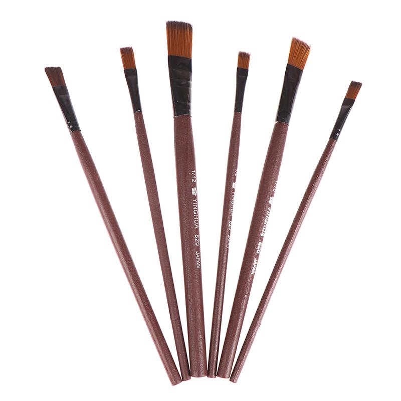 6 szt./zestaw pędzli artystycznych nylonowe pędzle do farb olejnych akrylowych artykuły akwarelowe
