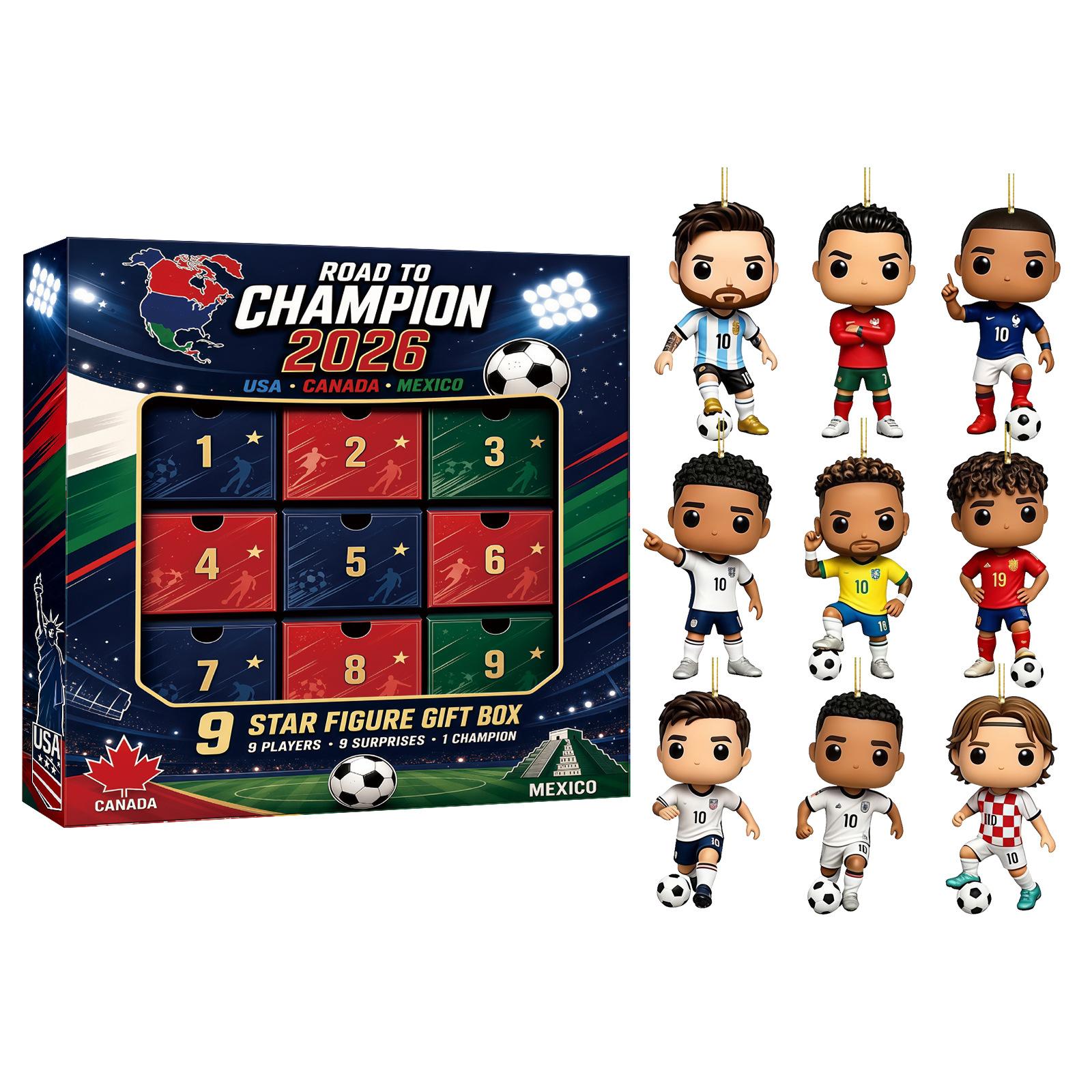 Fußball Adventskalender Fußballstar Ornamente Blind Box, Weihnachts-Countdown-Geschenk für Fans grün