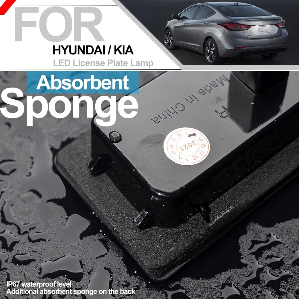 Nsautolighting LED License Plate Lights Full LED Number Plate Lamp Assembly for 2011-2018 Hyundai Elan'tra Accent Elan'tra Coupe for 2009-2018 Kia