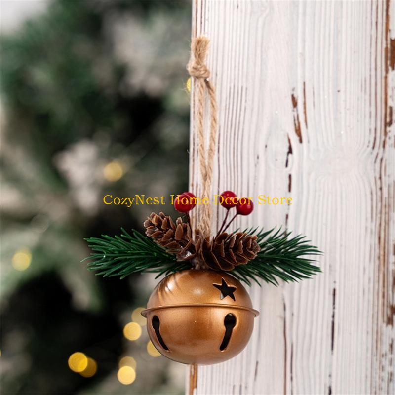 92MF 4PCS Christmas Bells Ornament Weatherproof Iron Bells Decorations for Door Window