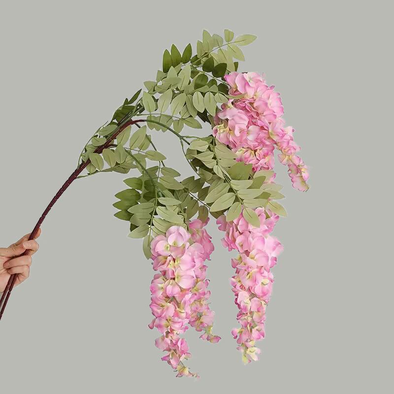 Wisteria Flower Wall Hang, Floral String Plants, Rattan Wedding Backdrop Arrangement, Home Ceiling Decor Vine, 3 Branches