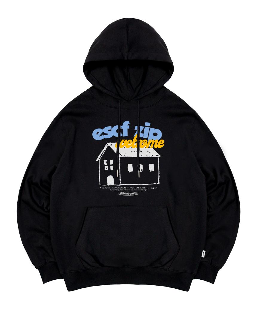 Escape From Welcome Zip Print Hoodie Black Xl/Fleece-Lined (Special Double-Sided)