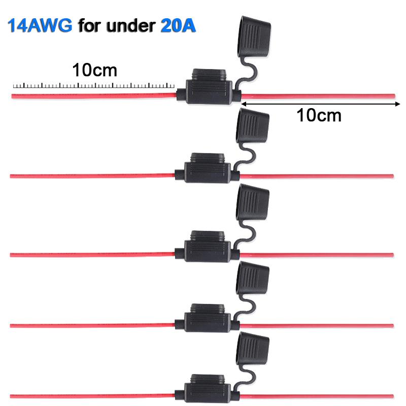5pcs10A 20A 30A 50A Fuse Power Socket Waterproof Mini Small Medium Auto Fuse Holder 16/14/12/10AWG Car Blade Fuse Wire Cable Fuse Holders1