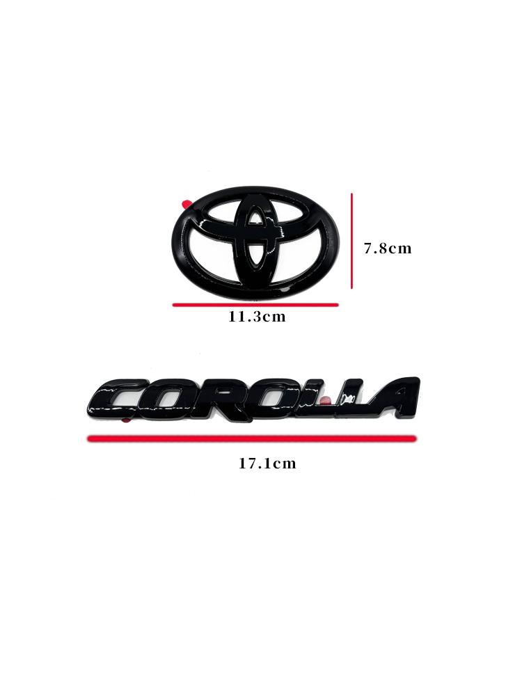 Pour Toyota COROLLA 2019-2025 SEDAN XSE SE LE ABS Emblème de voiture noir brillant avec logo superposé Accessoire automobile PT9