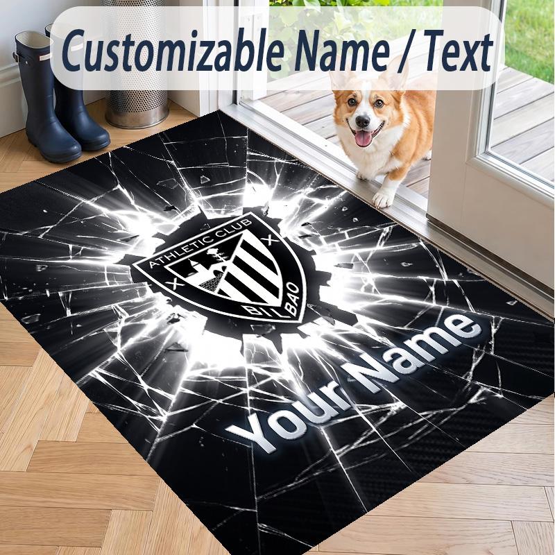 Custom Text Printed Rug Athletic Bilbao FC Non Slip Floor Carpet For Home Room Decor
