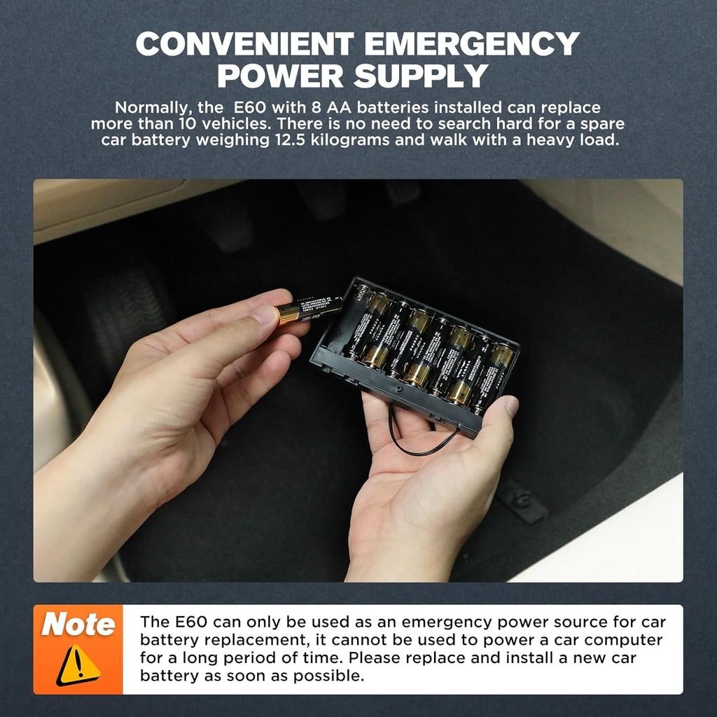 E60 OBD II Vehicle ECU Emergency Power Supply Cable 12V Car Memory Saver With 2 Alligator Clip&Battery Box