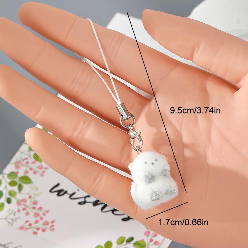 Flocking Penguin Hippopotamus Animal Keychains Phone Lanyard Resin Cute Tiger Beaver Bear Rhinoceros Bag Earphone Case Pendant