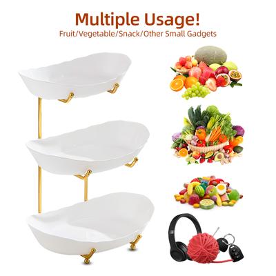 Fruit Bowl for Kitchen Counter 3 Tier Acrylic Fruit Basket with Serving Bowls and Metal Stand