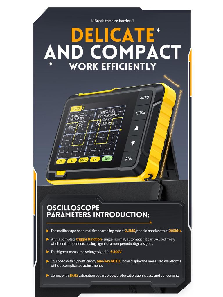 FNIRSI-DSO 152 Handheld Digital Oscilloscope for Beginners - Portable, Small, and Ideal for Teaching and Repairs