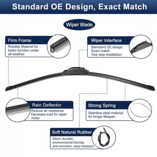 2 Stück Vordere Silikon-Scheibenwischerblätter für Kia Sorento 2017- J / U Haken