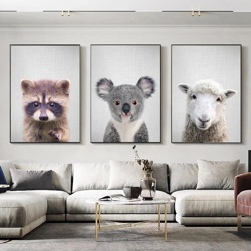 

Modern Animals Colorful Baby Rabbit and Tiger Poster Canvas Painting Wall Art Posters and Prints Picture for Living Room Decor 21cm×30cm NoFrame