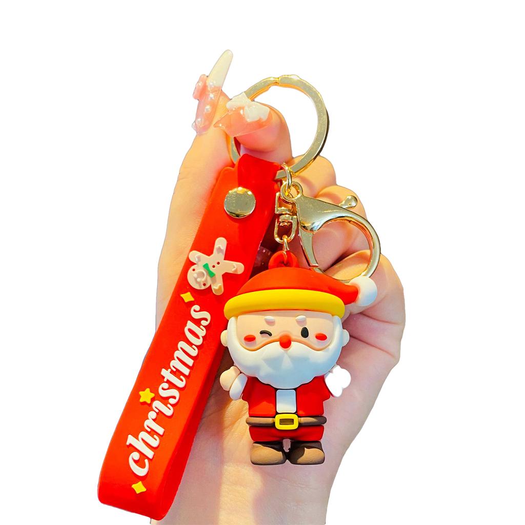 Llavero navideño con colgante de Papá Noel, llavero de Metal, adorno navideño, llavero para arte DIY