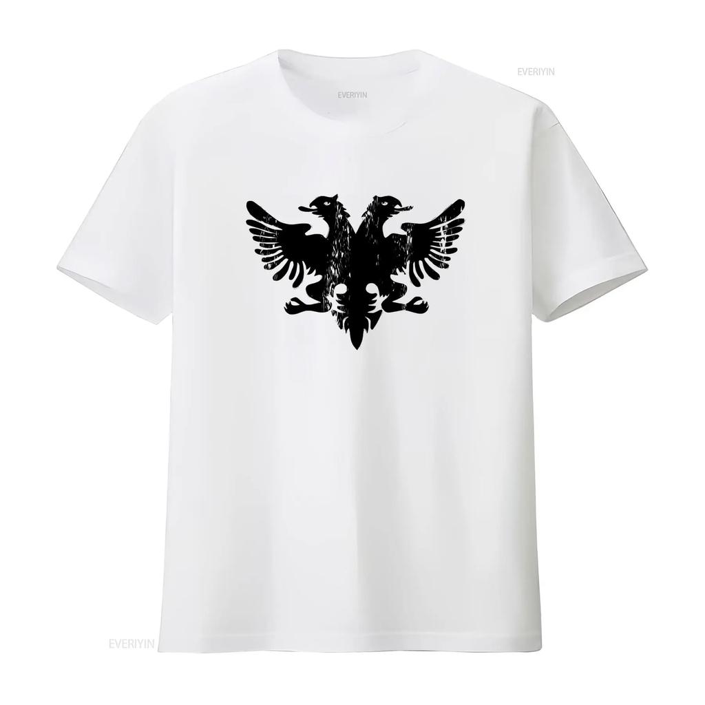 Albanischer Adler Lustig Retro Albanien Flagge Baumwolle T-Shirt Stylischer Print für Alle Vintage Gewaschen Leicht Designer-Kleidung Unisex