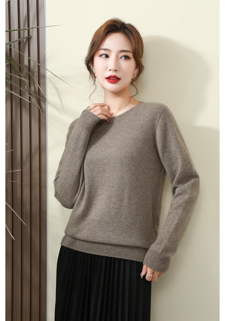 Women's 100% Pure Cashmere Round Neck Sweater - Autumn Winter Collection