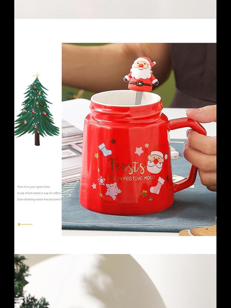 Creative Ceramic Christmas Mug with Lid: Perfect Holiday Gift Box