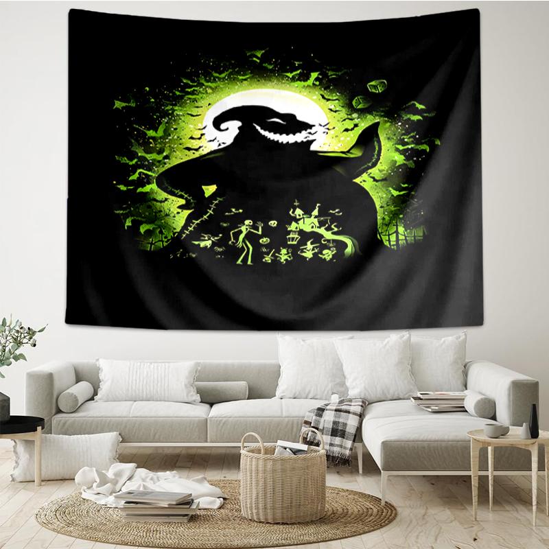 The-Nightmare-Before-Christmas Print Tapestry, Backdrop, Easy Setup, Ideal for Bedroom, Office & Living Room, with Aesthetic Wall Hanging Decor.