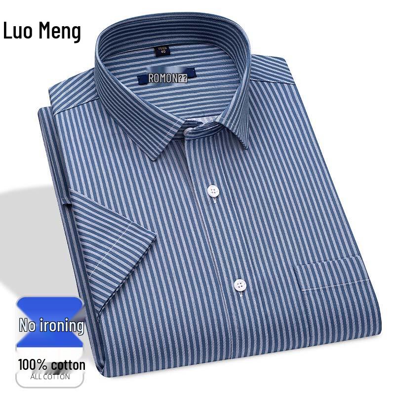 Luomeng Men's Breathable Short Sleeve Wrinkle-Free Business Shirt